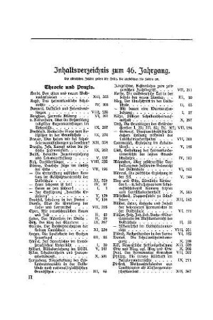 Inhaltsverzeichnis zum 46. Jahrgang
