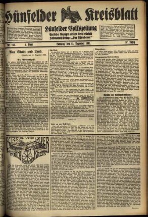 Erste Ausgabe vom Samstag, den 12. Dezember 1931.