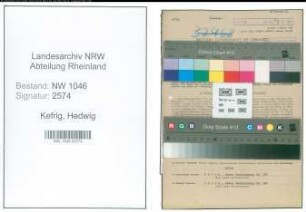 Entnazifizierung Hedwig Kefrig , geb. 22.03.1905 (Geschaeftsinhaberin)