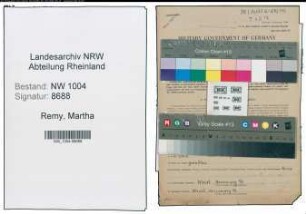 Entnazifizierung Martha Remy , geb. 10.04.1890 (Beraterin)