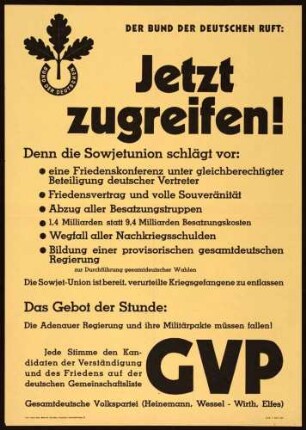GVP, Bundestagswahl 1953