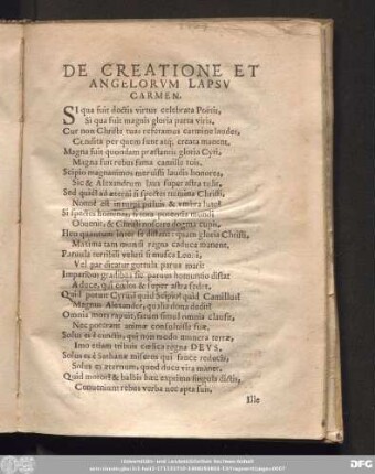 De Creatione Et Angelorum Lapsu Carmen.