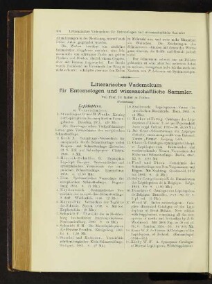 Litterarisches Vademekum für Entomologen und wissenschaftliche Sammler. (Fortsetzung.)