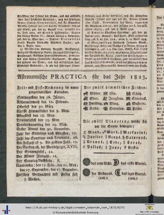 Astronomische Practica für das Jahr 1823.