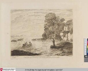 [Seelandschaft mit Sonnenuntergang; Christus beruft Petrus und Andreas, die sich im Kahn befinden, zu seinen Jüngern.]