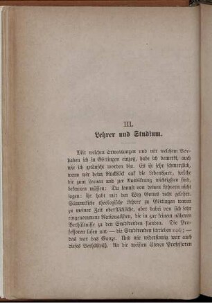 III. Lehrer und Studium