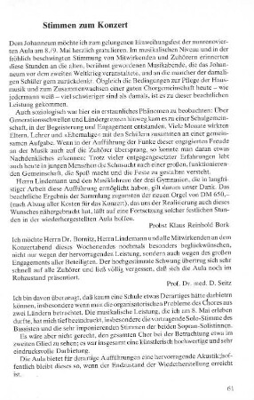 Stimmen zum Konzert