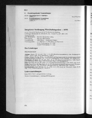 II.5 Integrierter Studiengang Wirtschaftsingenieur - ISWI