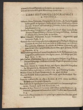 Libri Historici, Geographici & Politici.