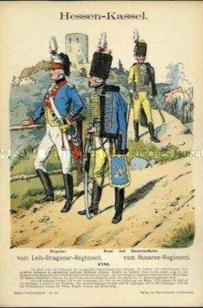 Uniformdarstellung, Gemeiner des Leib-Dragoner-Regiments, Landgrafschaft Hessen-Kassel, 1780.