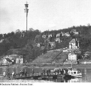 Blick von der Personenfähre Laubegast über die Elbe nach Wachwitz