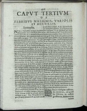 Caput Tertium. De Febribus Malignis, Variolis Et Morbillis.