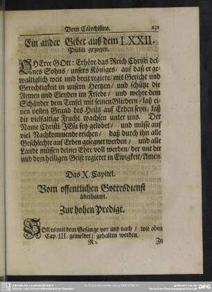 Das X. Capitel. Vom offentlichen Gottesdienst überhaupt