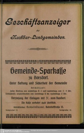 Anzeigen : Geschäftsanzeiger der Nachbar-Landgemeinden