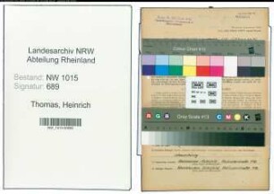 Entnazifizierung Heinrich Thomas , geb. 05.07.1896 (Techniker)