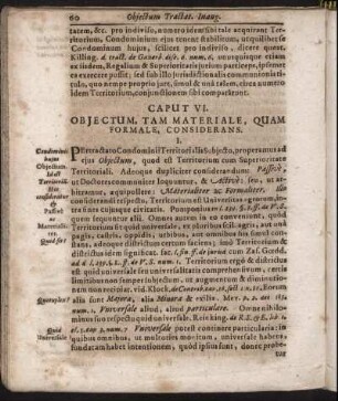 Caput VI. Objectum, Tam Materiale, Quam Formale, Considerans.