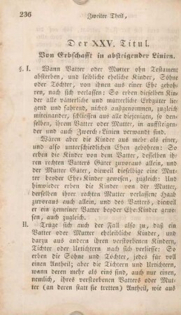 Der XXV. Titul. Von Erbschafft in absteigender Linien.