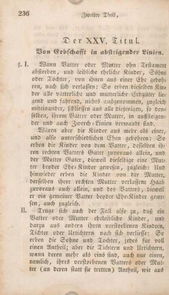 Der XXV. Titul. Von Erbschafft in absteigender Linien.
