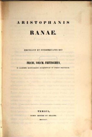 Rance : Emendavit et interpretatus est Franc. Volem Fritzschius