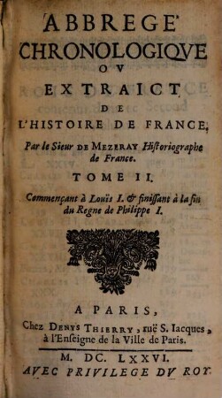 Abrégé chronologique de l'histoire de France. 2