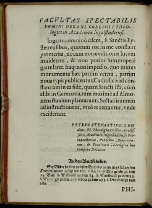 Facultas Spectabilis Domini Decani Collegii Theologicum Academia Ingolstadiensi.