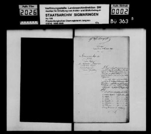 Vermögensübergabe des Franz Steinhart in Inneringen an seinen Sohn August