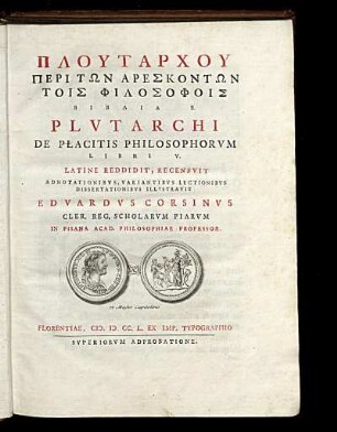 Plutarchu Peri T¯on Areskont¯on Tois Philosophois Biblia 5.