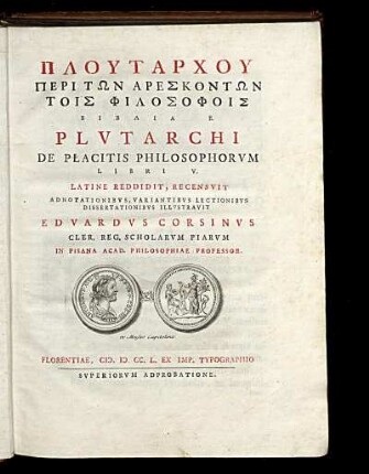 Plutarchu Peri T¯on Areskont¯on Tois Philosophois Biblia 5.