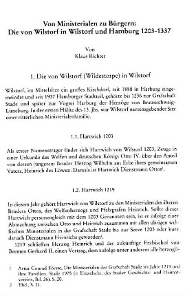 1. Die von Wilstorf (Wildestorpe) in Wilstorf