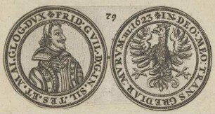 Avers und Revers eines Thalers mit dem Bildnis der Herzogs Friedrich Wilhelm von Teschen und Großglogau