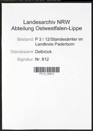 Heiratsregister Standesamt Delbrück