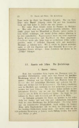 III. Sparta und Athen. Die Perserkriege