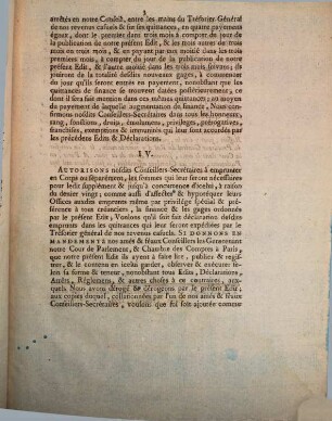 Édit Du Roi, Portant augementation de Finance & de Gages des Conseillers-Secrétaires du Roi de la Grande Chancellerie : Donné à Versailles au mois de Février 1770. ...