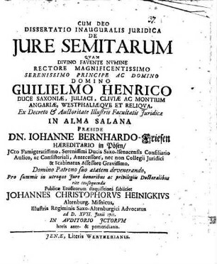 Dissertatio Inauguralis Juridica De Jure Semitarum