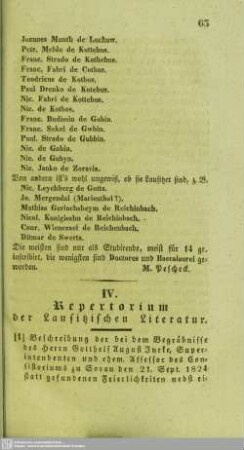 Repertorium der Lausitzischen Literatur