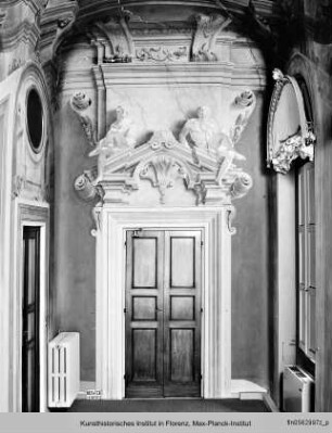 Galerie mit Architekturmalerei : Freskendekoration mit Architekturmalerei und allegorischen Figuren