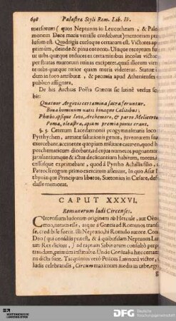 Caput XXXVI. Romanorum ludi Circenses