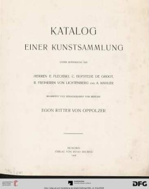 Katalog einer Kunstsammlung : [Auktion in München in der Galerie Helbing am 3. Dezember 1906]