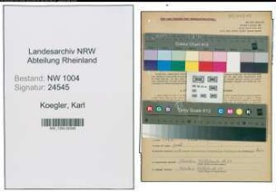 Entnazifizierung Karl Koegler , geb. 12.11.1904 (Schiffer)