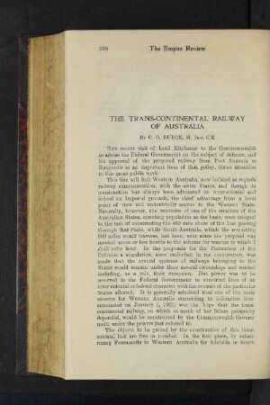 The Trans-Continental Railway of Australia