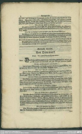 Siebende Lection. Von Dänemark, Von Norwegen