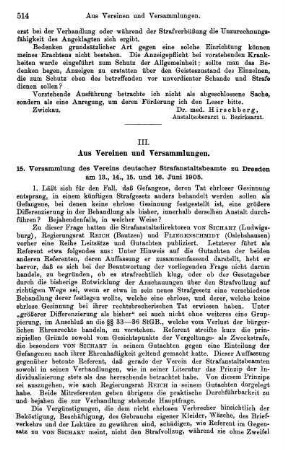 514-520, III. Aus Vereinen und Versammlungen
