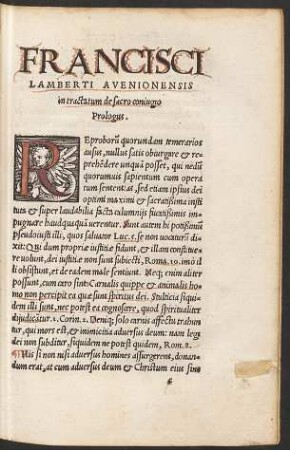 Francisci Lamberti Avenionensis in tractatum de sacro coniugio Prologus.