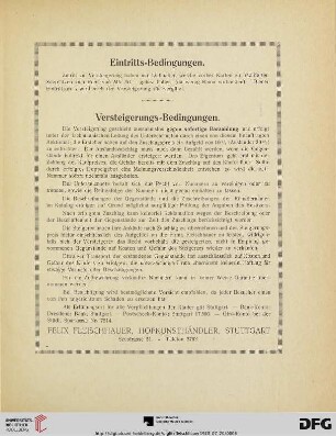 Eintritts-Bedingungen / Versteigerungs-Bedingungen