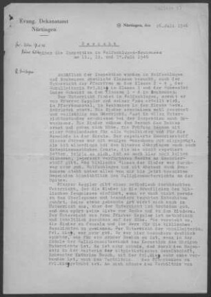 Wolfschlugen mit Neuhausen/Fildern: Inspektionsbericht 1946