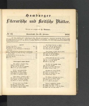 No. 14. 18. Februar 1854