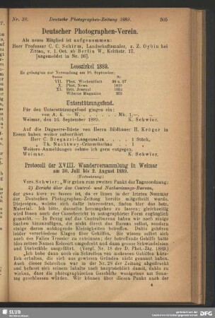 Protocoll der XVIII. Wanderversammlung in Weimar