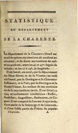 Statistique du Département de la Charente