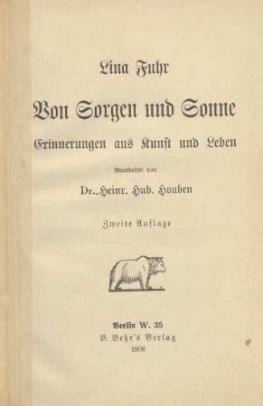 Von Sorgen und Sonne : Erinnerungen aus Kunst und Leben