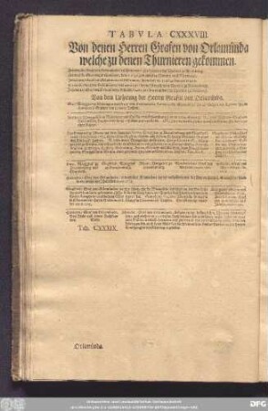 Tabula CXXXVIII. Von denen Herren Grafen von Orlamünda welche zu denen Thurnieren gekommen.
